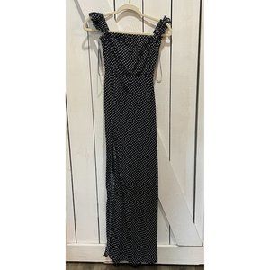 Lulu's blue white polka dot maxi cap sleeve dress xs